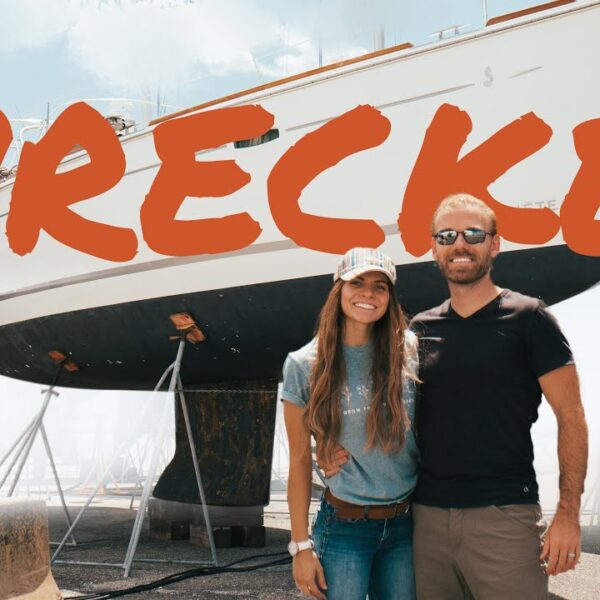 Tour of our Totaled & Salvaged, Wrecked 49' Beneteau Sailboat! | Expedition Evans 2