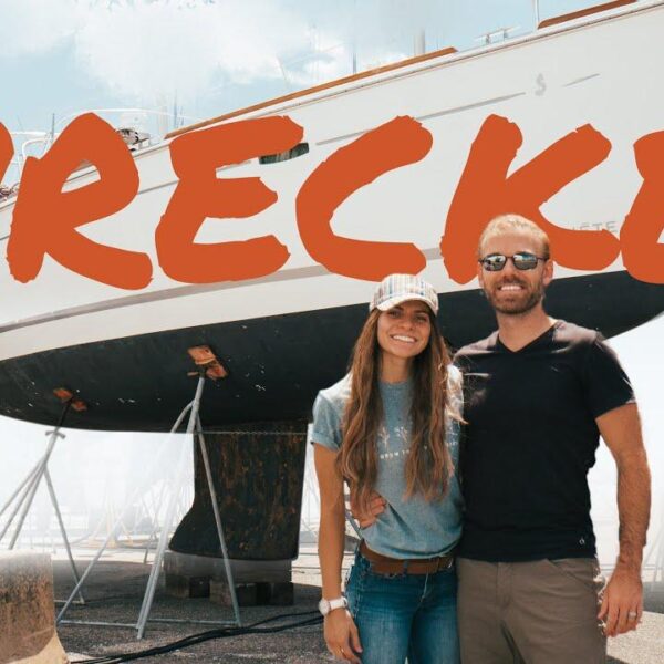 Tour of our Totaled & Salvaged, Wrecked 49' Beneteau Sailboat! | Expedition Evans 2